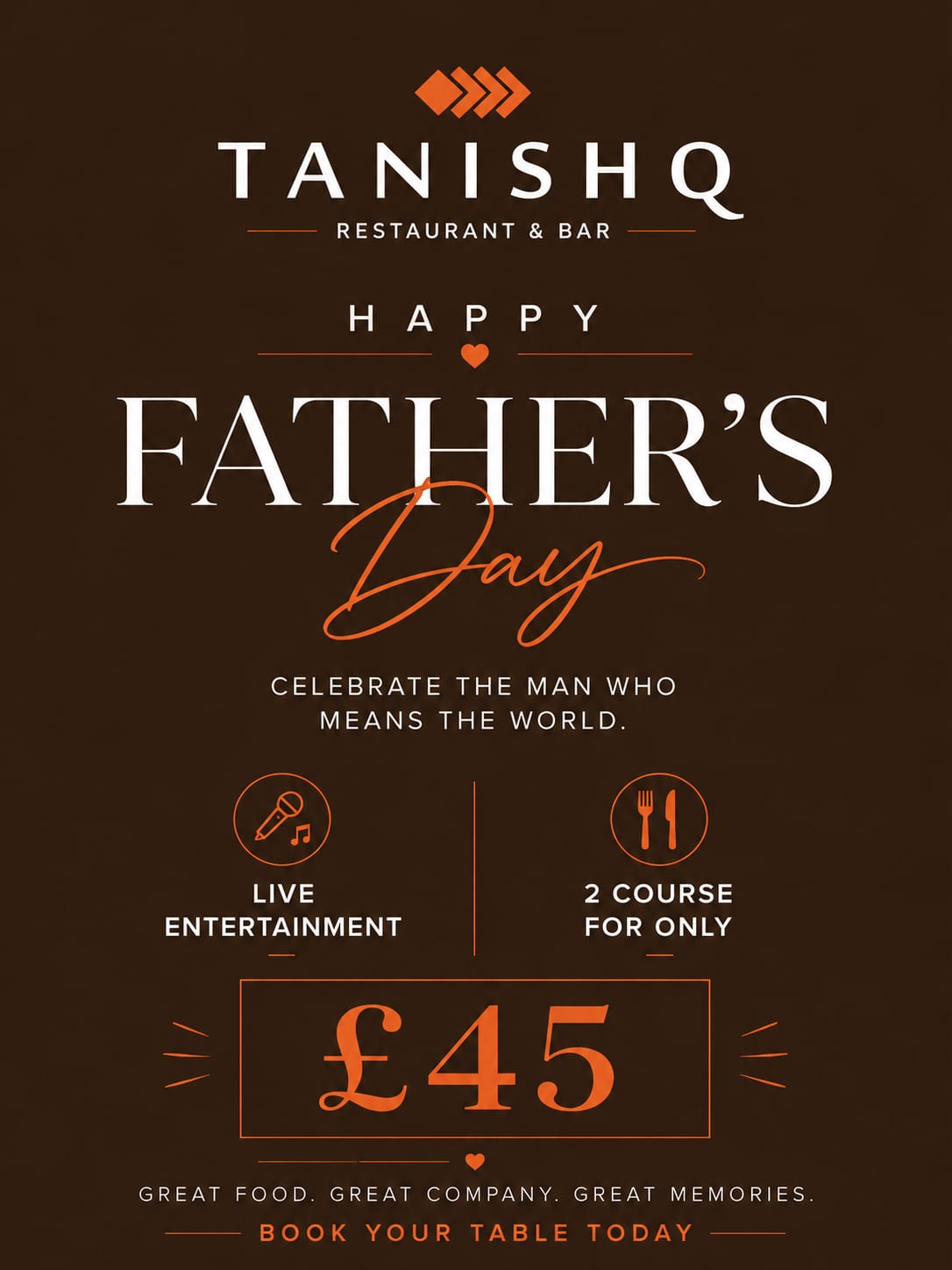 Book you table on Father's Day